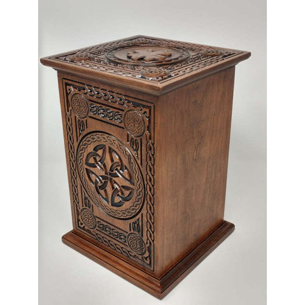 celtic cross wooden urn for ashes made in America