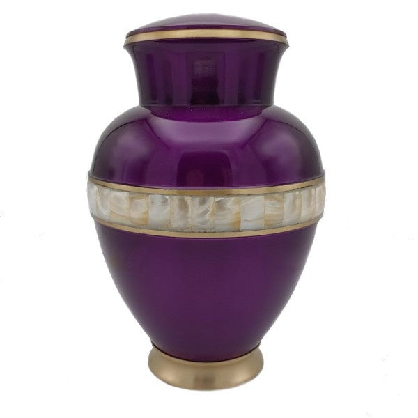 purple mother of pearl urn trimmed in gold cremation urn for adult