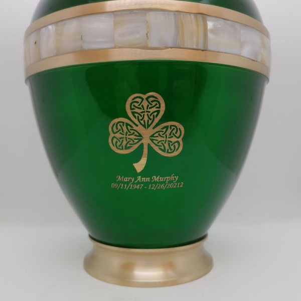 shamrock urn engraving