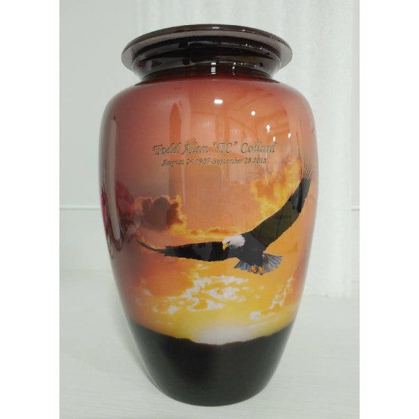 sunset eagle cremation urn for ashes  personalized