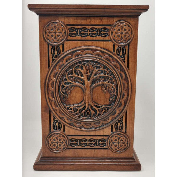 celtic tree of life wooden urn for ashes made in USA