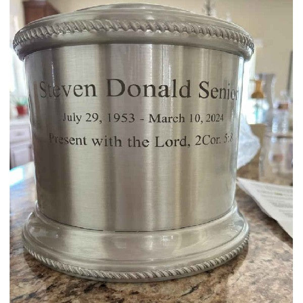 personalized pewter human adult urn for ashes