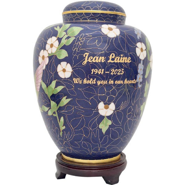 Blue Hummingbird & Butterfly Cloisonne Adult Urn