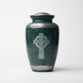 irish green celtic cross cremation urn for adult ashes