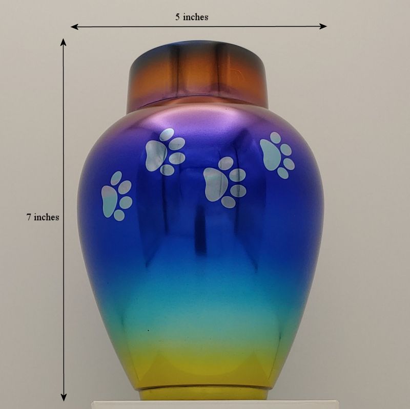 Paw Print Rainbow Pet Urn for Ashes