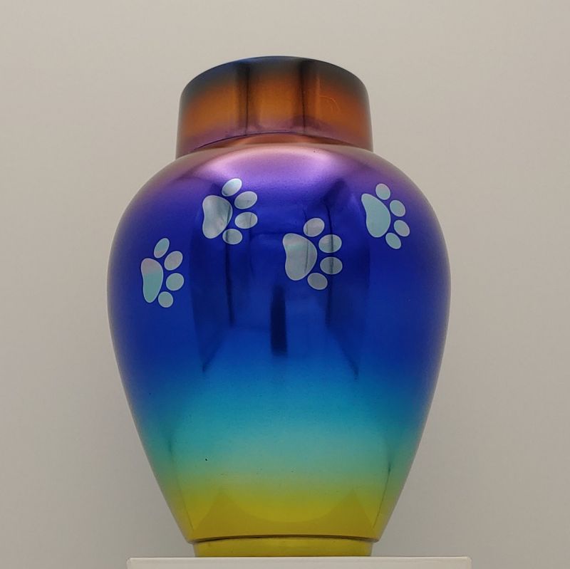 Paw Print Rainbow Pet Urn for Ashes