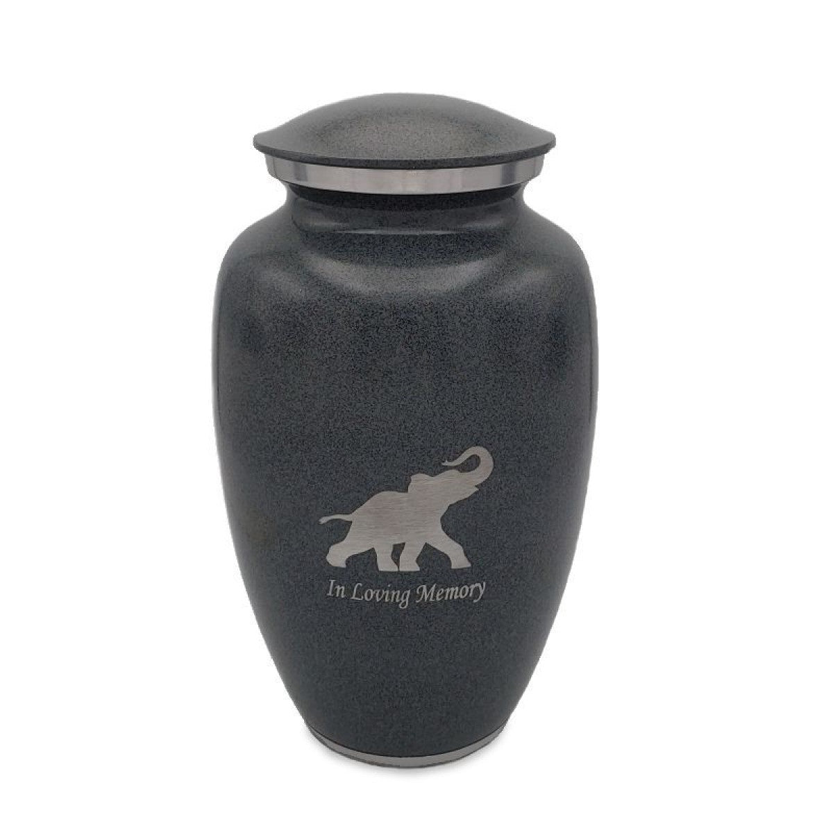 gray elephant cremation urn for ashes, adult