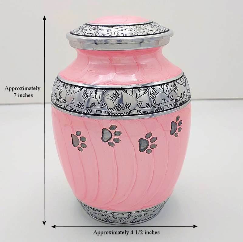 Pink Paw Print Medium Pet Urn