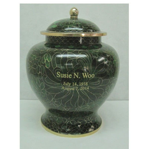Emerald Green Cloisonné Cremation Urn