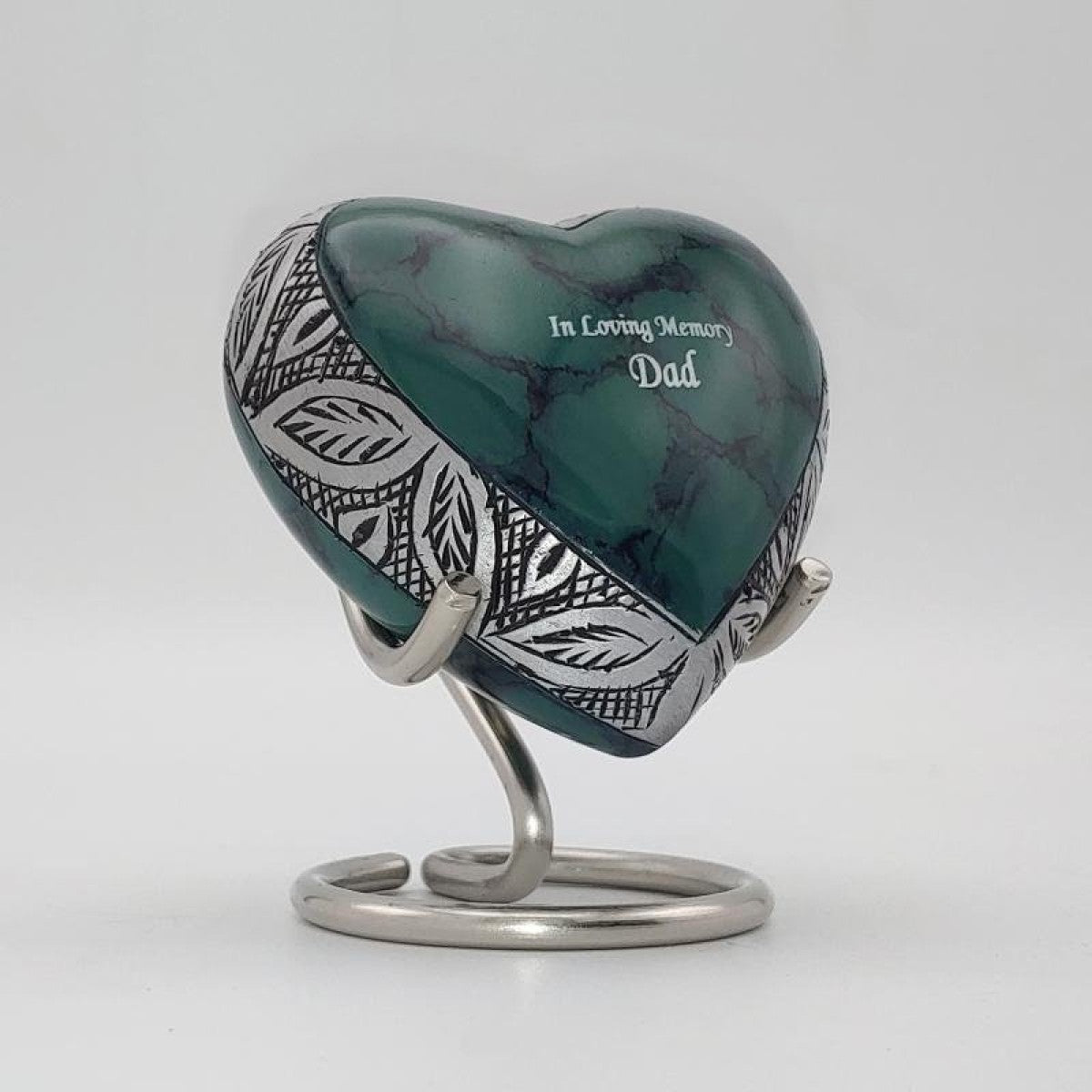 small green heart keepsake cremation urn for ashes