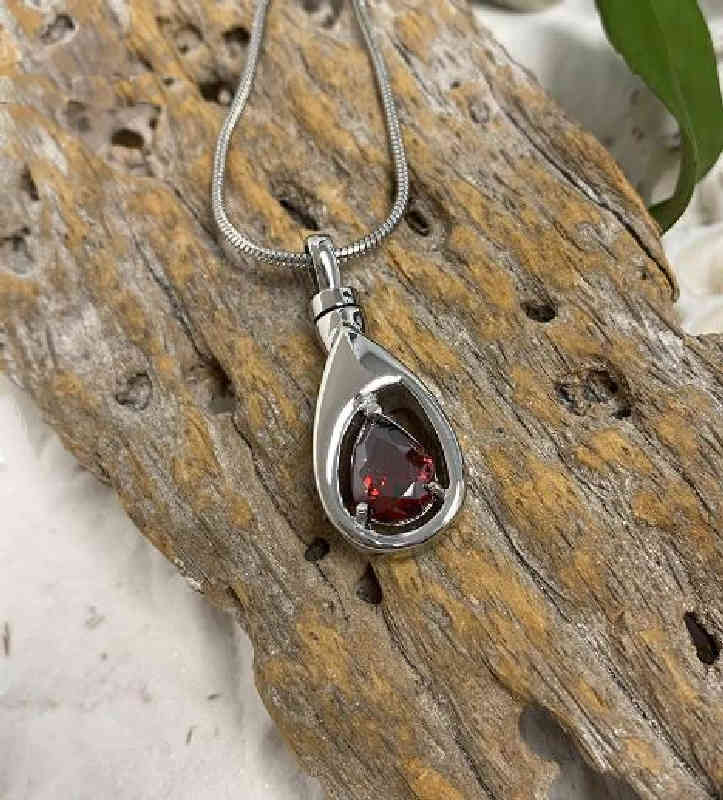 Ruby Red Pendant for Cremated Ashes, July Birthstone