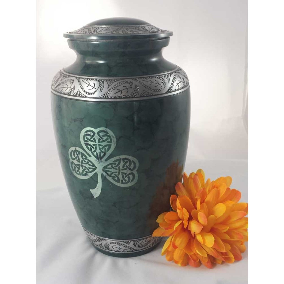 irish green lucky shamrock cremation urn for adult cremains