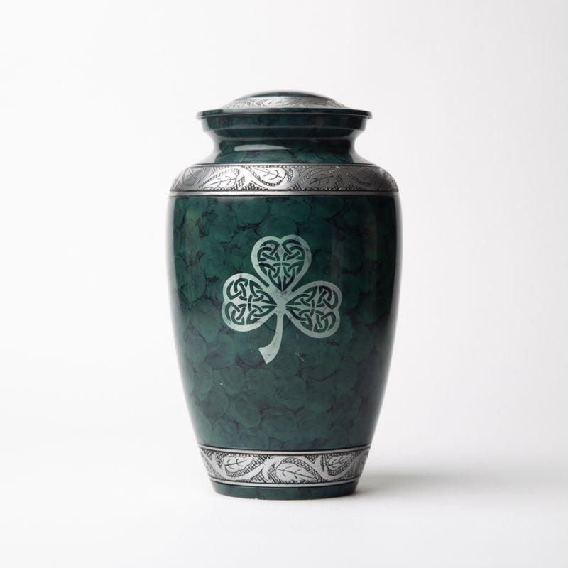 irish green lucky shamrock cremation urn for adult human